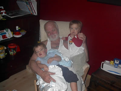 Proud Grampops with twin grandsons